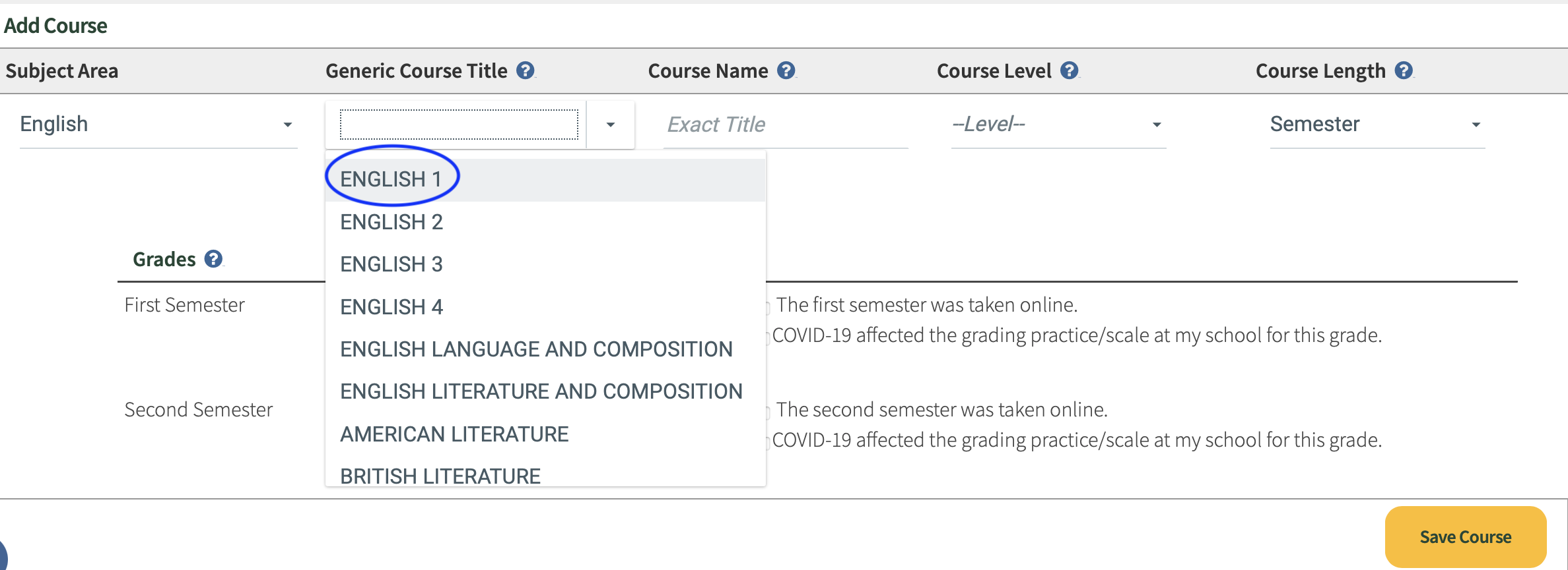 how-do-i-select-a-generic-course-title-support-center